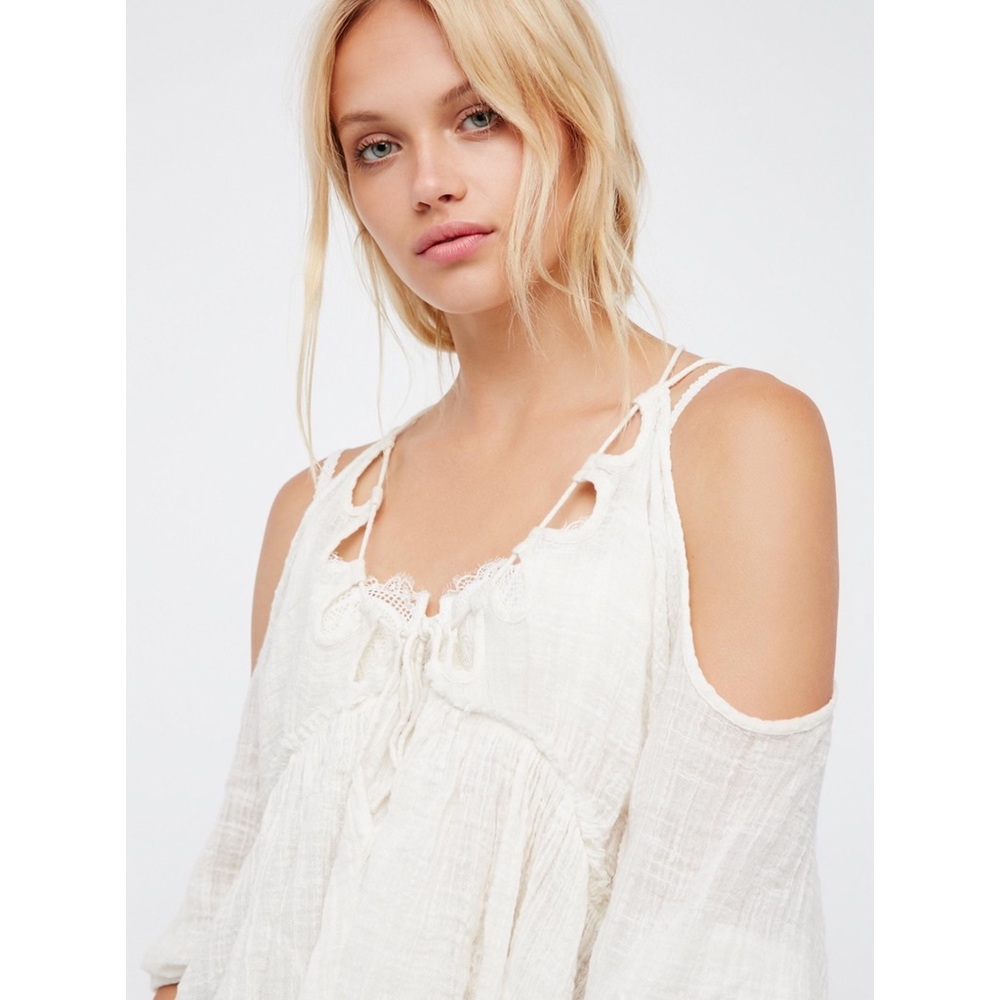 NWOT Free People One Monarch Gauze Top large